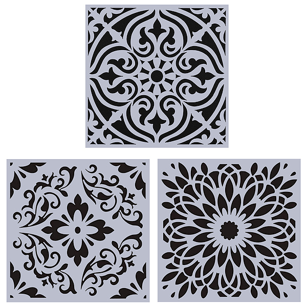 

PandaHall Gorgecraft 3 Sheets 3 Styles PET Plastic Drawing Scale Template, For DIY Scrapbooking, Rectangle with Floral Pattern, Black...