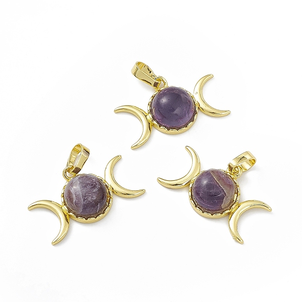 

PandaHall Natural Amethyst Pendants, Triple Moon Charms, with Golden Tone Rack Plating Brass Findings, Cadmium Free & Lead Free, 15x26x7mm...