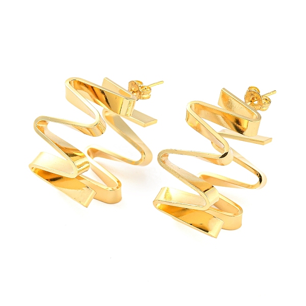 

PandaHall Rack Plating Brass Twist Wave Stud Earrings, Long-Lasting Plated, Cadmium Free & Lead Free, Real 18K Gold Plated, 26.5x14mm Brass...