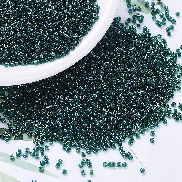 

PandaHall MIYUKI Delica Beads, Cylinder, Japanese Seed Beads, 11/0, (DB0275) Lined Emerald Luster, 1.3x1.6mm, Hole: 0.8mm, about 2000pcs/10g..., Green