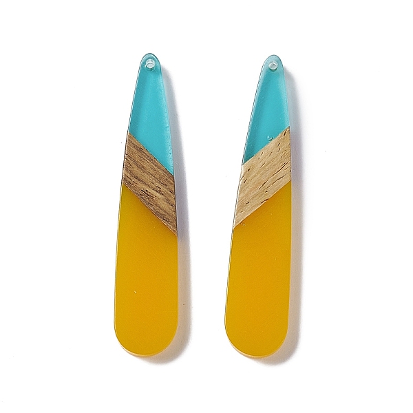 

PandaHall Transparent Resin & Walnut Wood Big Pendants, Teardrop Charms, Gold, 53.5x11x3.5mm, Hole: 1.4mm Resin+Wood Teardrop Gold