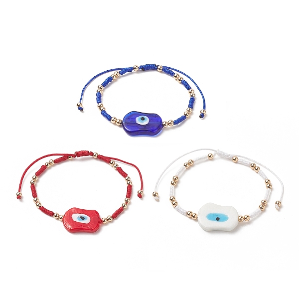 

PandaHall 3Pcs 3 Color Evil Eye Lampwork & Glass Seed Braided Bead Bracelets Set for Women, Mixed Color, Inner Diameter: 2~3-1/2 inch..., Multicolor