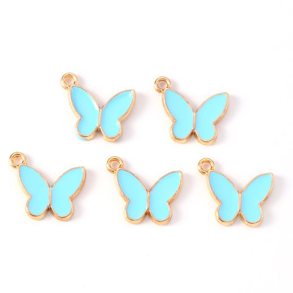 

PandaHall Alloy Enamel Pendants, Light Gold, Cadmium Free & Lead Free, Butterfly, Cyan, 14x16x2mm, Hole: 1.6mm Alloy+Enamel Butterfly Cyan