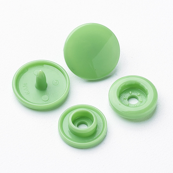 

PandaHall Resin Snap Fasteners, Raincoat Buttons, Flat Round, Light Green, Cap: 12x6.5mm, Pin: 2mm, Stud: 10.5x3.5mm, Hole: 2mm, Socket...