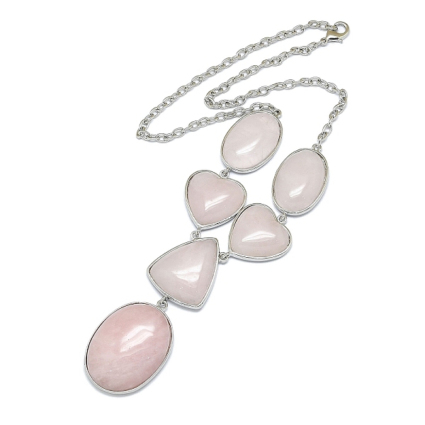 

PandaHall Natural Rose Quartz Necklaces, Brass Cable Chain Necklaces, Cadmium Free & Lead Free, 19.49 inch(49.5cm) Rose Quartz
