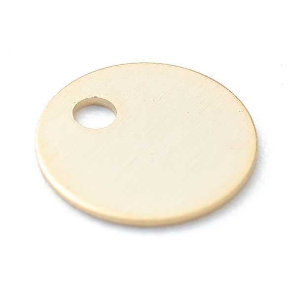 

PandaHall 304 Stainless Steel Charms, Stamping Blank Tag, Laser Cut, Flat Round, Golden, 6x0.3mm, Hole: 1mm 304 Stainless Steel Flat Round
