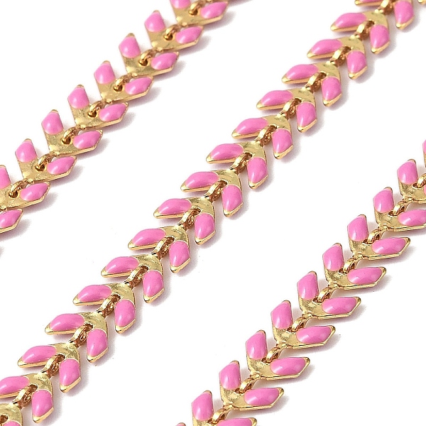 Brass Enamel Leaf Link Chains