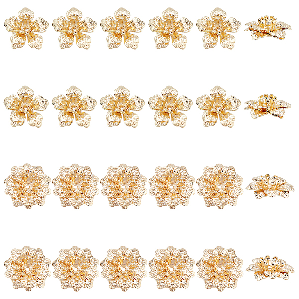 

PandaHall SUPERFINDINGS 24Pcs 2 Style Brass Beads, Flower, Real 18K Gold Plated, 13x13.5x5mm, Hole: 0.8mm and 14.5x14.5x5mm, Hole: 0.9mm...