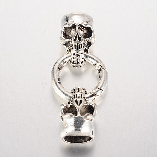 

PandaHall Skull Brass Spring Gate Rings, O Rings, Antique Silver, 6 Gauge, 58mm Brass