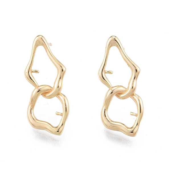 

PandaHall Brass Stud Earring Findings, for Half Drilled Beads, Twist Double Rhombus, Real 18K Gold Plated, 24x10.3mm, Pin: 0.8mm and 0.7mm...