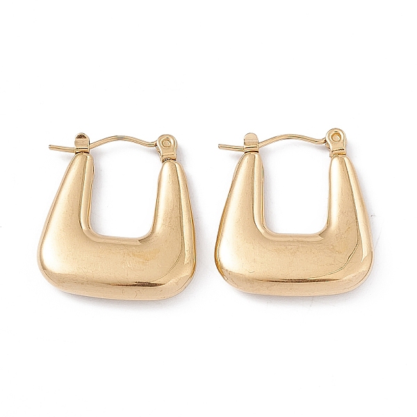

PandaHall 304 Stainless Steel Trapezoid Thick Hoop Earrings for Women, Golden, 22x19.5x3.7mm, Pin: 0.7mm 304 Stainless Steel