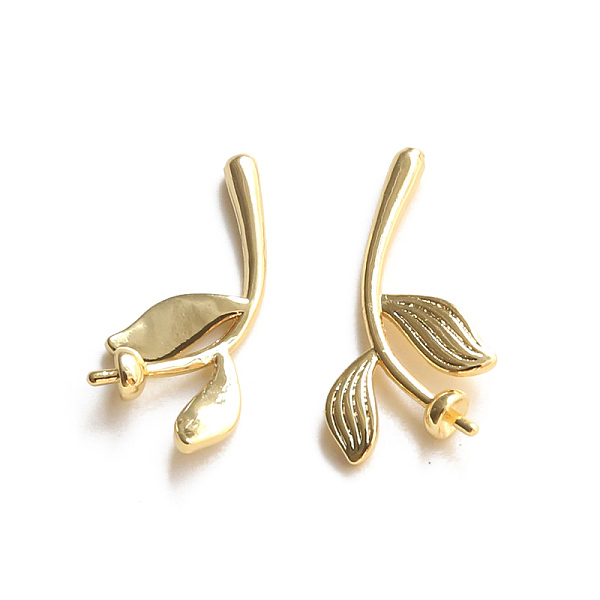 

PandaHall Brass Leaf Head Pins, for Baroque Pearl Making, Golden, 20x11mm Brass