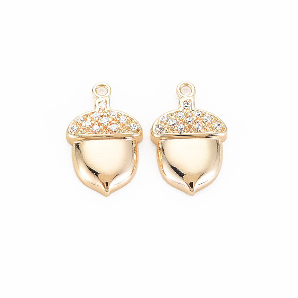 

PandaHall Brass Micro Pave Clear Cubic Zirconia Pendants, Nickel Free, Acorns, Real 18K Gold Plated, 17x10.5x3mm, Hole: 1.4mm Brass+Cubic...