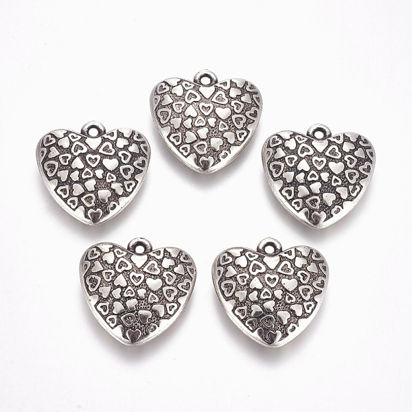 

PandaHall CCB Plastic Pendants, Heart, Antique Silver, 30x30.5x8.5mm, Hole: 2mm Plastic Heart