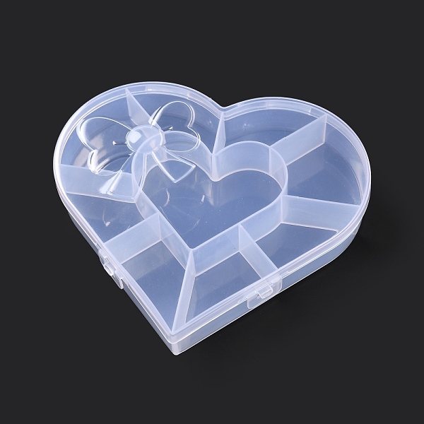 PandaHall Plastic Bead Containers, for Small Parts, Hardware and Craft, Heart, Clear, 14.3x15.6x2.75cm Plastic Heart Clear