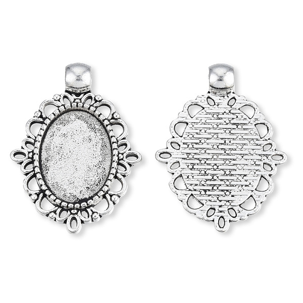 

PandaHall Tibetan Style Alloy Cabochon Setting for Enamel, Cadmium Free & Lead Free, Oval, Antique Silver, 33x24x2mm, Tray: 17.7x12.7mm...
