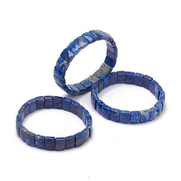 

PandaHall Natural Lapis Lazuli Gemstone Stretch Bracelets, Faceted, Rectangle, 2-3/8 inch(6cm) Lapis Lazuli