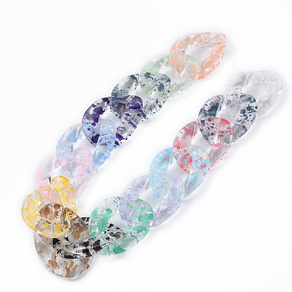 

PandaHall Transparent Acrylic Linking Rings, Quick Link Connectors, for Curb Chains Making, Twist Oval, Mixed Color, 39x29x7.5mm, Inner..., Multicolor