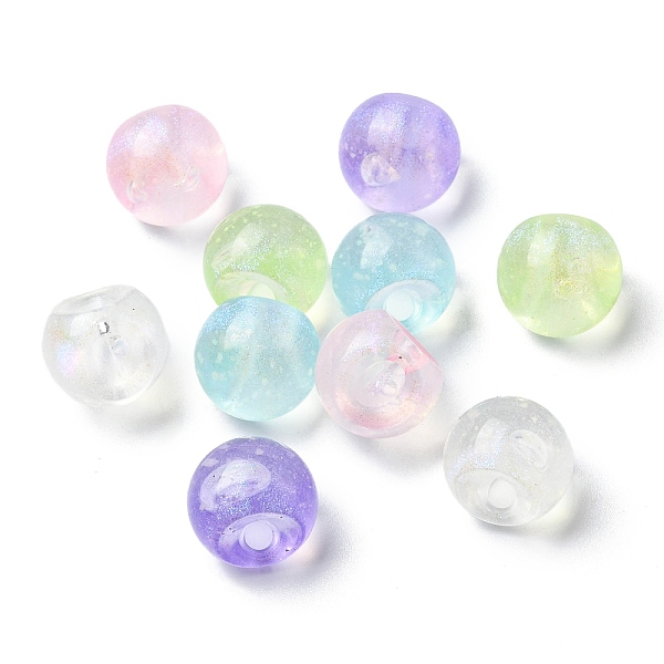 

PandaHall Plating Iridescent Luminous Acrylic Beads, with Glitter Powder, Round, Glow in Drak, Mixed Color, 15.5x16mm, Hole: 3.5mm Acrylic..., Multicolor