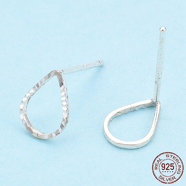 

PandaHall 925 Sterling Silver Hollow Teardrop Stud Earrings, with S925 Stamp, Silver, 8.5x6mm, Pin: 0.8mm Sterling Silver