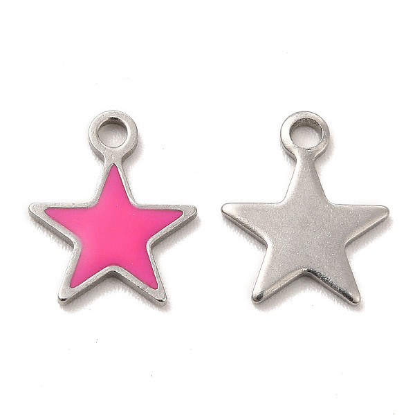 

PandaHall 304 Stainless Steel Enamel Pendants, Star Charm, Stainless Steel Color, 12x10x1mm, Hole: 1.6mm Stainless Steel+Enamel Star