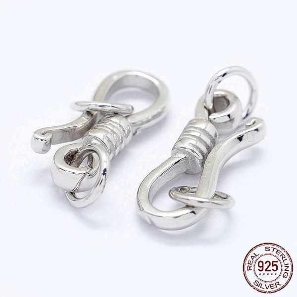 Rhodium Plated 925 Sterling Silver S-Hook Clasps