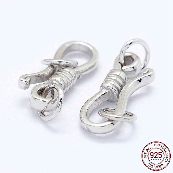 

PandaHall Rhodium Plated 925 Sterling Silver S-Hook Clasps, Platinum, 13.5x5x2.5mm, Hole: 3mm and 5x3mm Sterling Silver