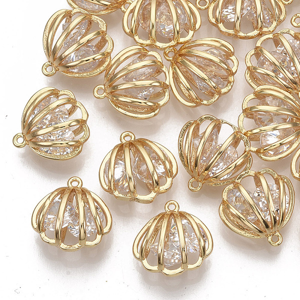 

PandaHall Brass Cubic Zirconia Charms, Nickel Free, Scallop, Clear, Real 18K Gold Plated, 12x13x7mm, Hole: 0.9mm Brass+Cubic Zirconia Shell...