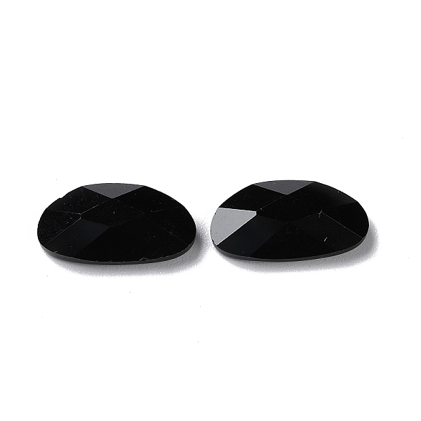 

PandaHall Glass Cabochons, Faceted, Oval, Black, 10x18x4.5mm Glass Oval Black
