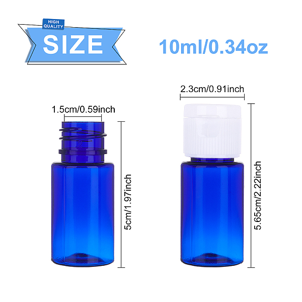 

PandaHall PET Plastic Empty Flip Cap Bottles, with PP Plastic Lids, for Travel Liquid Cosmetic Sample Storage, Mixed Color, 2.3x5.65cm..., Multicolor