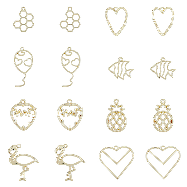 

PandaHall SUPERFINDINGS 32Pcs 8 Style Rack Plating Alloy Pendants, Cadmium Free & Nickel Free & Lead Free, Mixed Shapes, Light Gold...