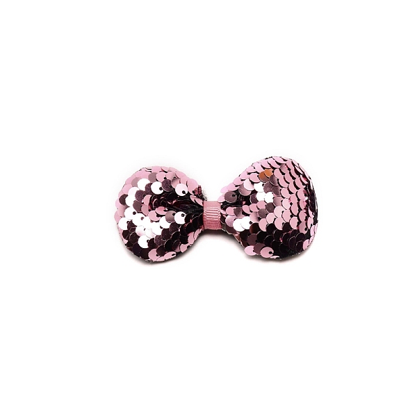 

PandaHall Bowknot Cloth Costume Accessories, with Sequins/ Paillettes, Hair Findings Accessories, Pearl Pink, 77x40x12mm Cloth Bowknot