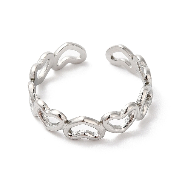 

PandaHall 304 Stainless Steel Hollow Heart Open Cuff Ring for Women, Stainless Steel Color, Inner Diameter: 18mm 304 Stainless Steel