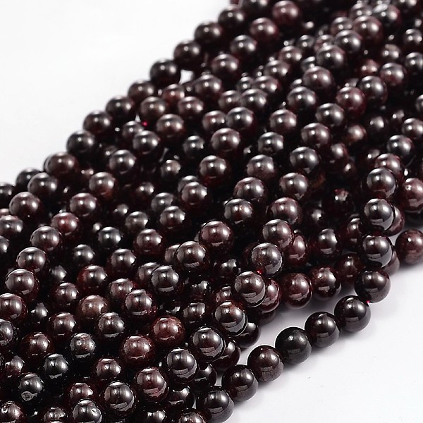 

PandaHall Natural Garnet Round Bead Strands, 3~4mm, Hole: 1mm, about 98pcs/strand, 15.35 inch Garnet Round