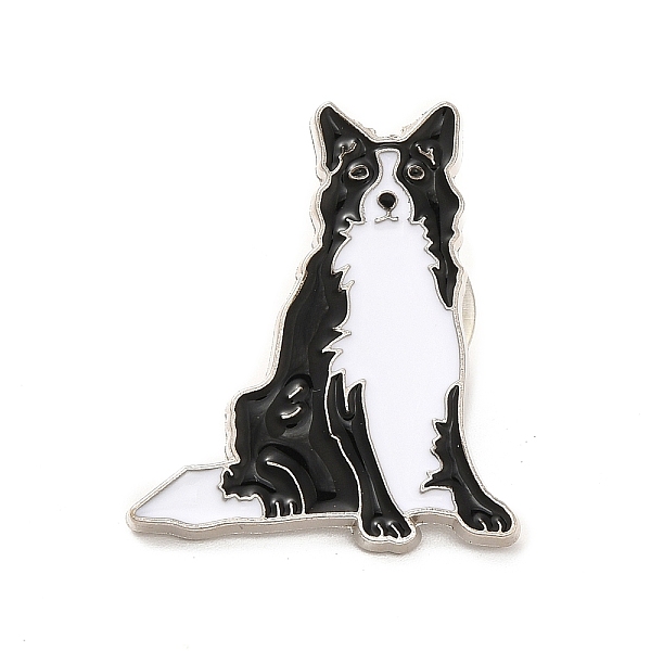 

PandaHall Dog Enamel Pin with Brass Butterfly Clutches, Alloy Badge for Backpack Clothing, Border Collie, 27.5x23x10mm, Pin: 1.1mm..., Black