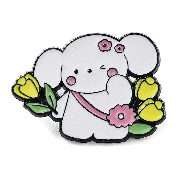 Blume Rose Hund Emaille Pin