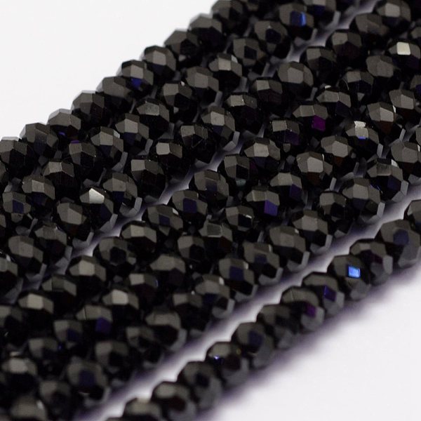 

PandaHall Natural Black Spinel Beads Beads Strands, Faceted, Rondelle, 3.5~4x2.5~3mm, Hole: 0.5~0.6mm, about 126pcs/strand, 15.3~15.7 inch...