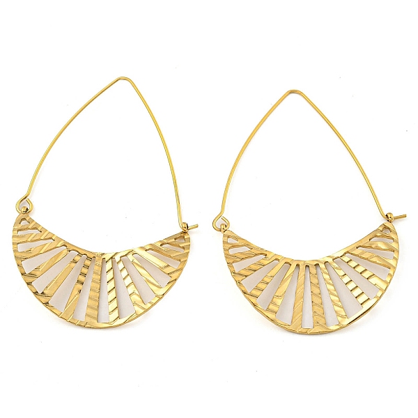 

PandaHall Ion Plating(IP) 304 Stainless Steel Earrings for Women, Fan, Real 18K Gold Plated, 62x40x1mm 304 Stainless Steel Fan