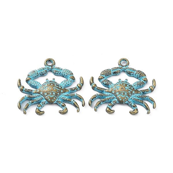 

PandaHall Alloy Pendant, Antique Bronze & Blue Patina, Crab, 23x24x3mm, Hole: 1.8mm Alloy Crab