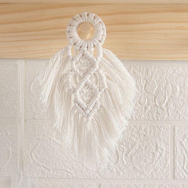 

PandaHall Cotton Rope Macrame Woven Tapestry Wall Hanging, Boho Style Hanging Ornament with Wood Ring Holder, for Home Decoration, Floral...