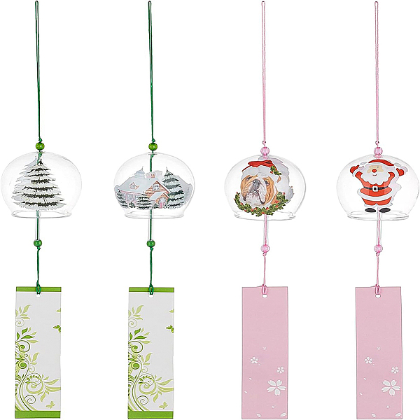 

PandaHall BENECREAT 4Pcs 4 Style Japanese Wind Chimes, Small Wind Bells Handmade Glass Pendants, for Christmas Gift Home Decors, Mixed..., Multicolor