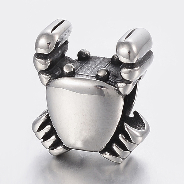 

PandaHall 304 Stainless Steel Beads, Large Hole Beads, Crab, Antique Silver, 15x13x9.5mm, Hole: 6mm 304 Stainless Steel Crab