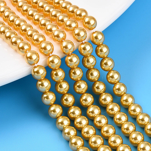 Baking Paint Pearlized Glass Pearl Bead Strands
