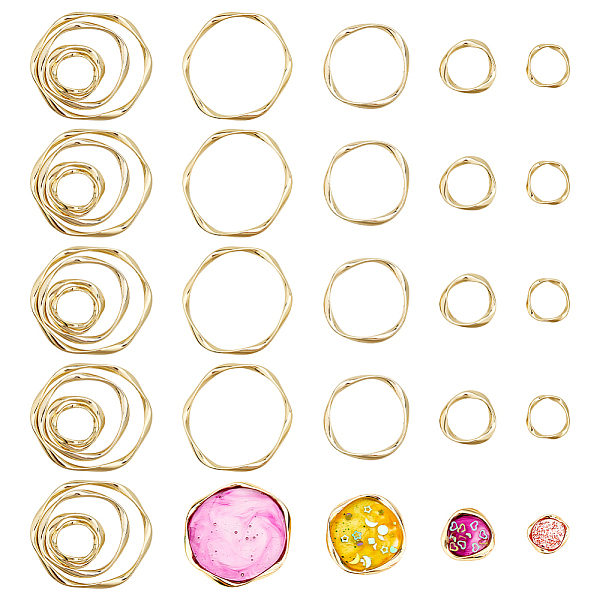 

PandaHall CHGCRAFT 32Pcs 4 Style Alloy Linking Rings, Long-Lasting Plated, Twisted Round Ring, Light Gold, 17~40x16~43x2~2.7mm, Inner...