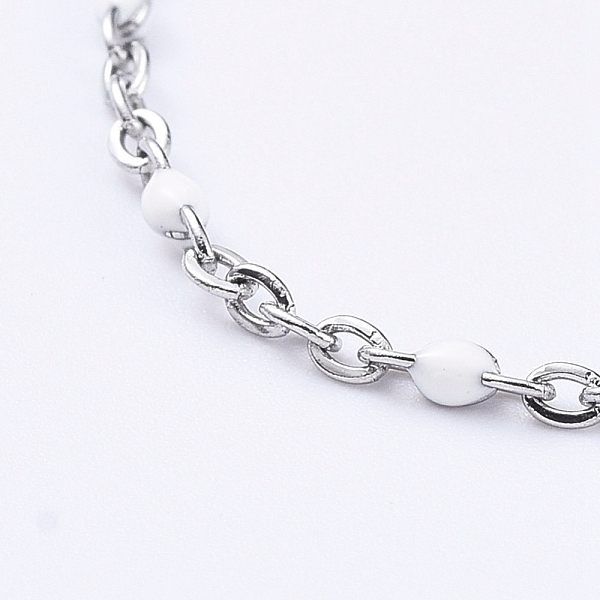 

PandaHall Stainless Steel Enamel Cable Chains Necklaces, with Twisted Chains/Curb Chains and Lobster Claw Clasps, White, 15.94 inch(40.5cm)...