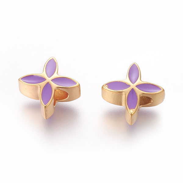 

PandaHall 304 Stainless Steel Beads, Ion Plating (IP), with Enamel, Leaf, Golden, Violet, 5.6~5.7x9mm, Hole: 3.5mm Stainless Steel+Enamel..., Purple