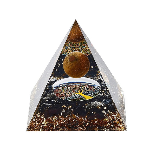 

PandaHall Orgonite Pyramid Resin Energy Generators, Reiki Natural Tiger Eye & Obsidian Chips Inside for Home Office Desk Decoration...