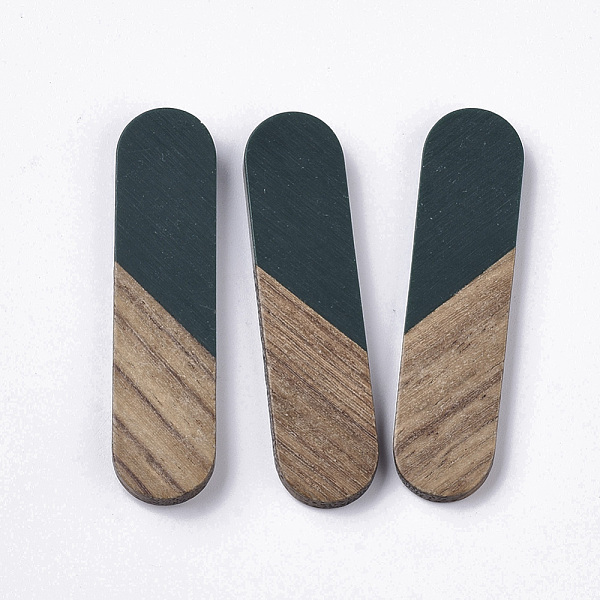 

PandaHall Resin & Walnut Wood Cabochons, Oval, Dark Slate Gray, 45x11x3~4mm Resin+Wood Oval Gray
