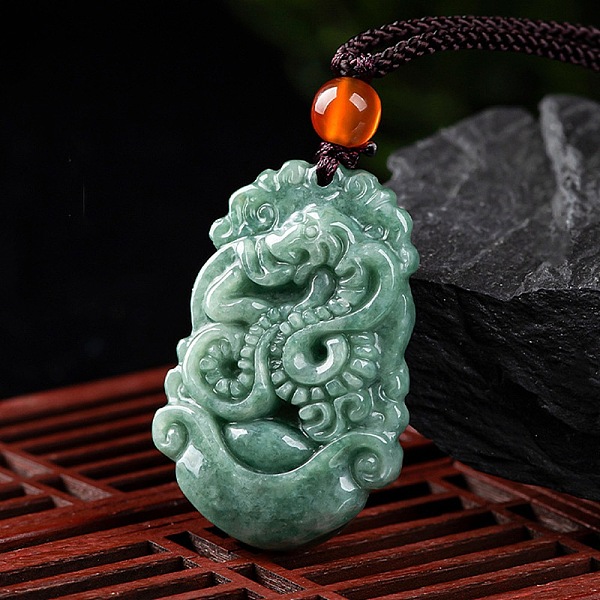 

PandaHall Natural Jadeite Pendant Necklaces, with Resin Bead and Wax Rope, the 12 Chinese Zodiac, Snake, 26.69 inch(67.8cm), Pendant...