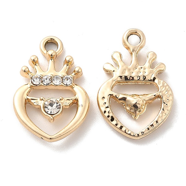 

PandaHall UV Plating Alloy Pendants, with Crystal Rhinestone, Crown Charms, Golden, 20x13.5x3.5mm, Hole: 2mm Alloy+Rhinestone Crown Clear